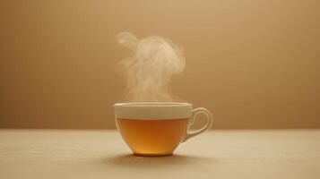 AI generated Minimalist photo featuring a cup of steaming tea on a clean, neutral background