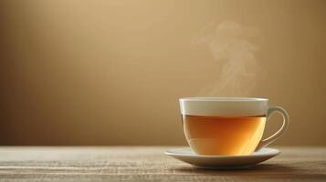 AI generated Minimalist photo featuring a cup of steaming tea on a clean, neutral background