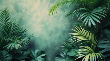 ai generado atractivo imagen de resumen tropical follaje arreglado armoniosamente en un minimalista fondo foto