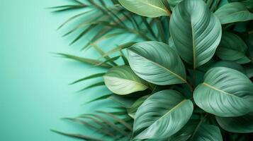 AI generated Minimalist composition featuring abstract tropical foliage, conveying a sense of peace and tranquility photo