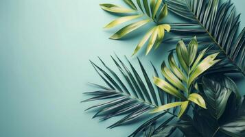 AI generated Minimalist composition featuring abstract tropical foliage, conveying a sense of peace and tranquility photo