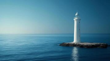 ai generado minimalista Disparo simbolizando esperanza y guía, con un faro con vista a el calma aguas foto