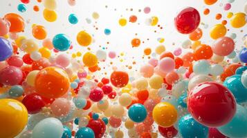 AI generated Engaging image showcasing a mosaic of colorful balloons against a minimalist setting photo