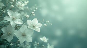AI generated Clean abstract background adorned with delicate flowers, exuding simplicity and charm photo