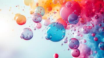 AI generated Simple yet captivating backdrop adorned with cascading multicolored balloons photo