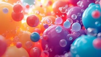 AI generated Simple yet captivating backdrop adorned with cascading multicolored balloons photo
