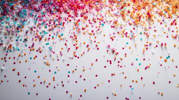 AI generated Minimalist backdrop enhanced by a cascade of vibrant confetti, adding energy and movement to the composition photo