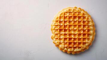 AI generated Minimalist photo showcasing the craftsmanship of perfectly cooked Belgian waffles