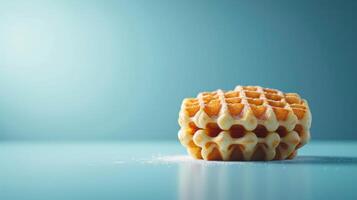 AI generated Minimalist photo showcasing the craftsmanship of perfectly cooked Belgian waffles