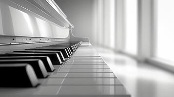 ai generado limpiar y minimalista capturar de un piano, radiante refinado belleza y artístico inspiración foto