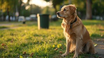 AI generated Clean and elegant image advocating for pet waste cleanup to preserve public spaces photo