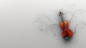 AI generated Minimalist composition featuring a violin and swirling musical notes, symbolizing the graceful interplay of music photo