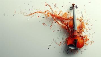 AI generated Minimalist composition featuring a violin and swirling musical notes, symbolizing the graceful interplay of music photo