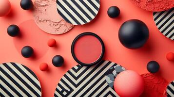 AI generated Simple yet striking composition featuring minimalist abstract patterns complementing decorative cosmetics photo