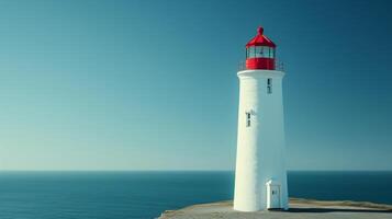 AI generated Clean and minimalist composition showcasing the timeless charm of a coastal lighthouse photo
