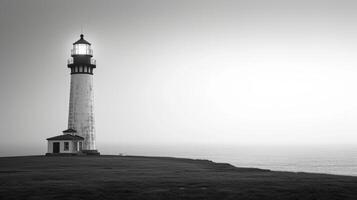 AI generated Clean and minimalist composition showcasing the timeless charm of a coastal lighthouse photo