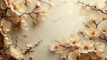 AI generated Minimalist design highlighted by gentle floral patterns photo