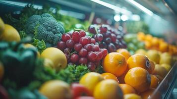 AI generated Clean and crisp photo highlighting the healthful array of fruits and vegetables in the refrigerator