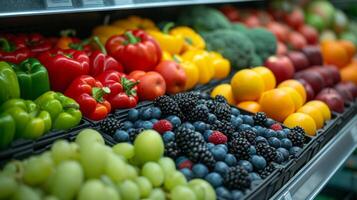 AI generated Clean and crisp photo highlighting the healthful array of fruits and vegetables in the refrigerator