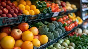 AI generated Clean and crisp photo highlighting the healthful array of fruits and vegetables in the refrigerator