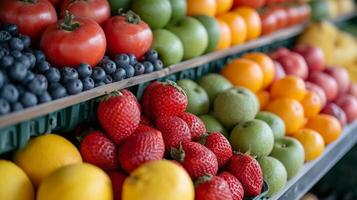 AI generated Clean and crisp photo highlighting the healthful array of fruits and vegetables in the refrigerator