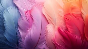 AI generated Simple yet captivating background featuring a spectrum of feathers photo