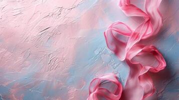 AI generated Clean composition featuring a dreamy pink ribbon against an abstract setting, inspiring a sense of whimsy and fantasy photo