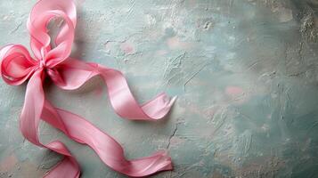 AI generated Engaging image showcasing a romantic pink ribbon against a minimalist background photo