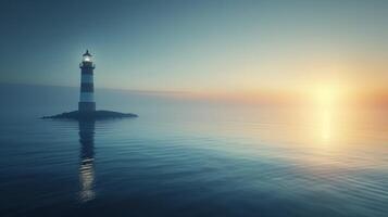 AI generated Tranquil image capturing the serene atmosphere around a lighthouse by the sea photo