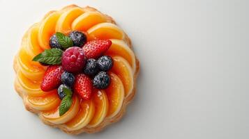 AI generated Minimalist photo evoking a sense of harmony through the combination of pastry and fruit