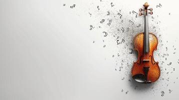 ai generado sencillo aún cautivador imagen de un violín y dispersado musical notas, radiante un sentido de tranquilidad y musicalidad foto