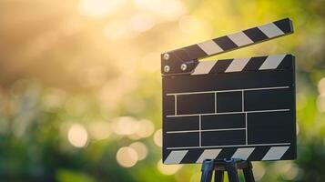 AI generated A director's clapperboard poised in anticipation, symbolizing the start of a creative journey photo