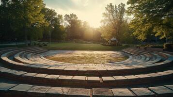 AI generated A serene outdoor amphitheater, bathed in soft light, ready to host an evening of enchanting performances photo