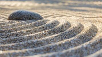 ai generado un zen jardín con arena rastrillado dentro intrincado patrones, evocando serenidad y atención plena foto