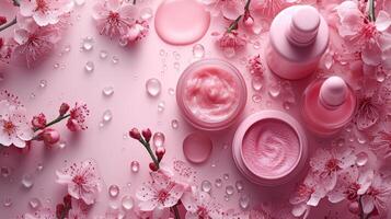 AI generated Simple abstract background showcasing cosmetic products in a harmonious composition with subtle gradients photo