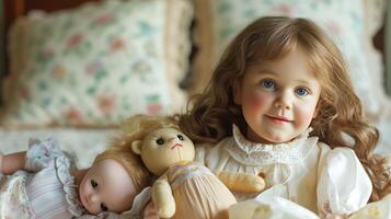 AI generated Her dolls are cherished companions, sharing in her laughter and providing comfort and joy photo