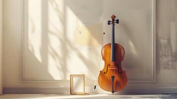 AI generated Clean lines and simple shapes create an elegant setting for depictions of activities such as painting or playing musical instruments photo