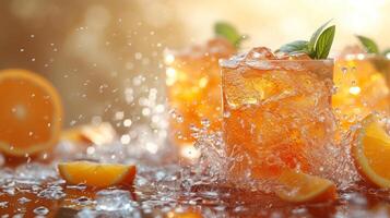 AI generated Vibrant citrus-themed cocktails against a clean background create a refreshing and lively scene photo