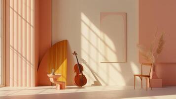 AI generated Clean lines and simple shapes create an elegant setting for depictions of activities such as painting or playing musical instruments photo