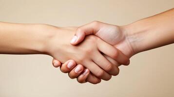 AI generated Close-up of hands intertwined, representing trust and solidarity in friendship photo