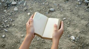 AI generated Close-up of hands holding a journal, symbolizing reflection and personal growth photo