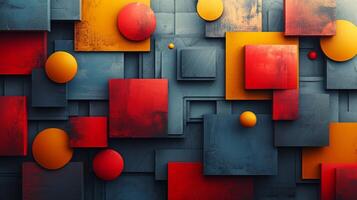 AI generated Minimalist backdrop featuring abstract geometric shapes in corporate colors photo