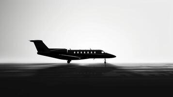 AI generated A sleek and elegant silhouette of a luxury business jet against a minimalist abstract backdrop photo