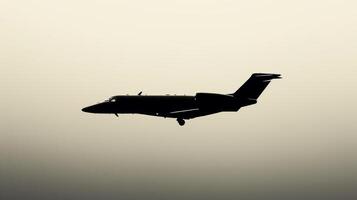 AI generated A sleek and elegant silhouette of a luxury business jet against a minimalist abstract backdrop photo