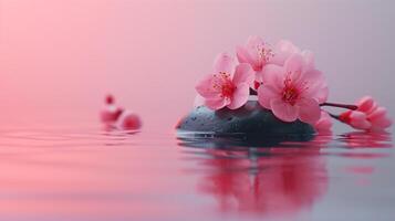AI generated Zen-like atmosphere created by minimalist floral elements, promoting relaxation and inner harmony photo