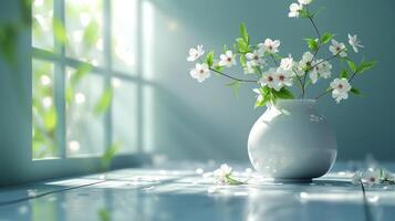 AI generated Zen-like atmosphere created by minimalist floral elements, promoting relaxation and inner harmony photo