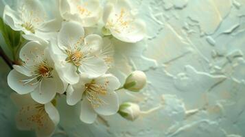 AI generated Clean abstract background adorned with delicate flowers, exuding simplicity and charm photo