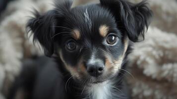 AI generated Their innocent stare melts hearts, capturing the essence of puppyhood with purity photo