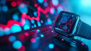 AI generated Innovative wearable technology tracking health metrics, activity levels photo