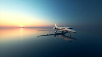 AI generated A minimalist sky serves as a serene canvas, accentuating the jet's grandeur. photo